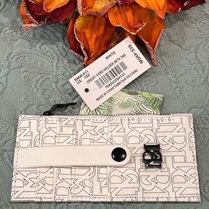 Badgley Mischka Vegan Leather  White Credit Card Holder With Tab